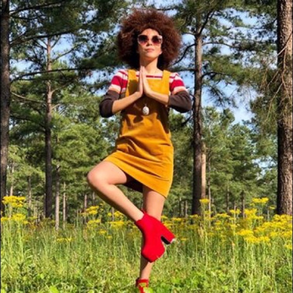 MUSTARD CORDUROY DRESS